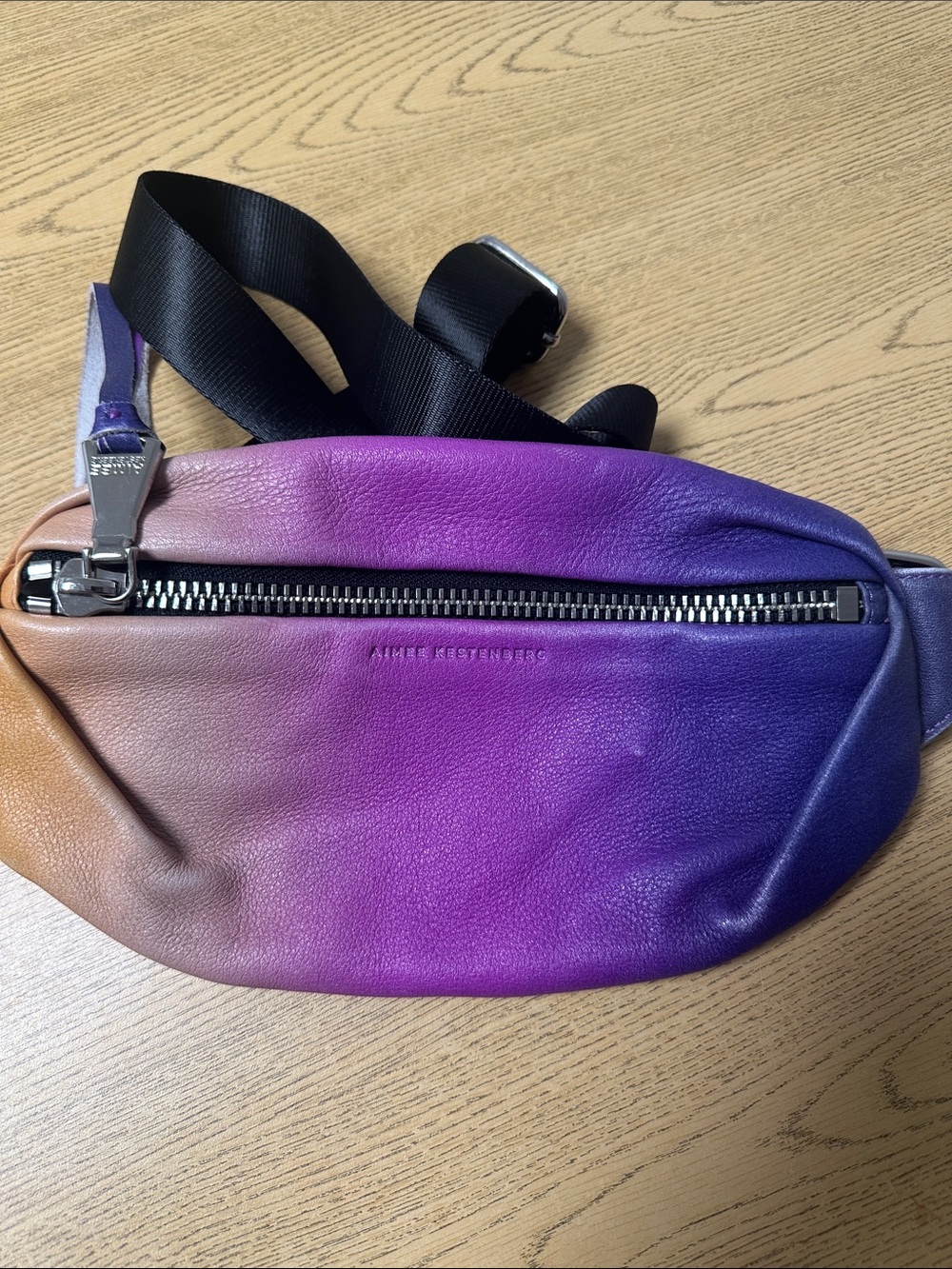 Aimee Kestenberg Milan Leather Bum Bag Sunset Ombre Sling Belt Bag Purple Yellow